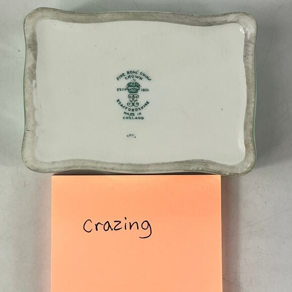 Crown Staffordshire England Floral Bone China Trinket Box Lid Flowers 1950s Mint - Picture 11 of 14